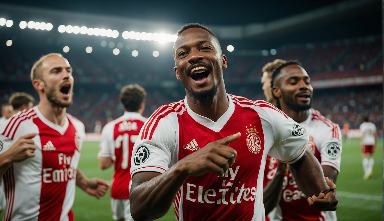 Terrence Douglas celebrates with Ajax teammates, showcasing his wealth and success