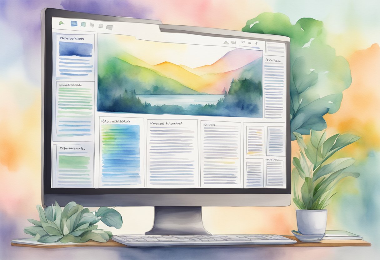 A computer screen displaying various article titles with keywords highlighted for optimization