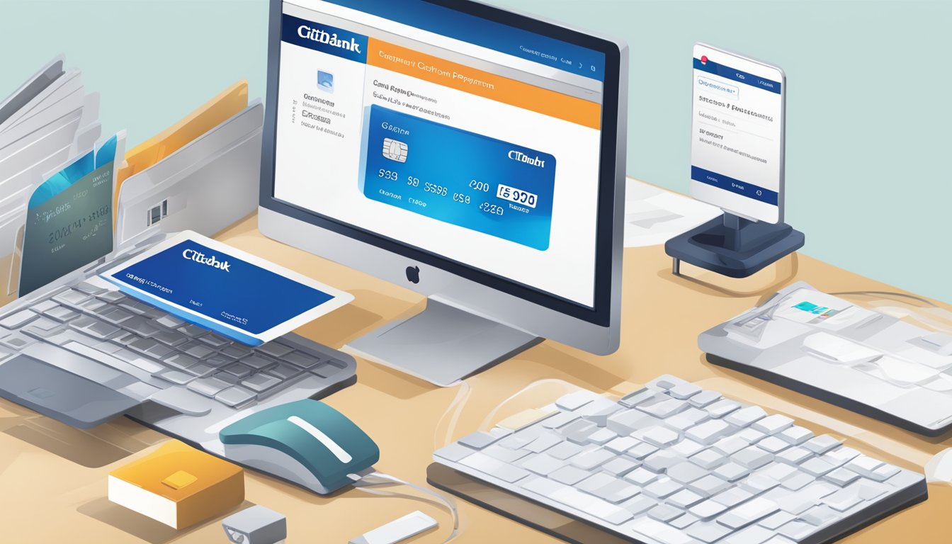 A computer screen displaying Citibank's online payment portal with a credit card and bank account options