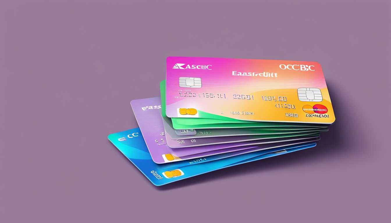 A stack of credit card alternatives to OCBC EasiCredit with a prominent "annual fee waiver" label