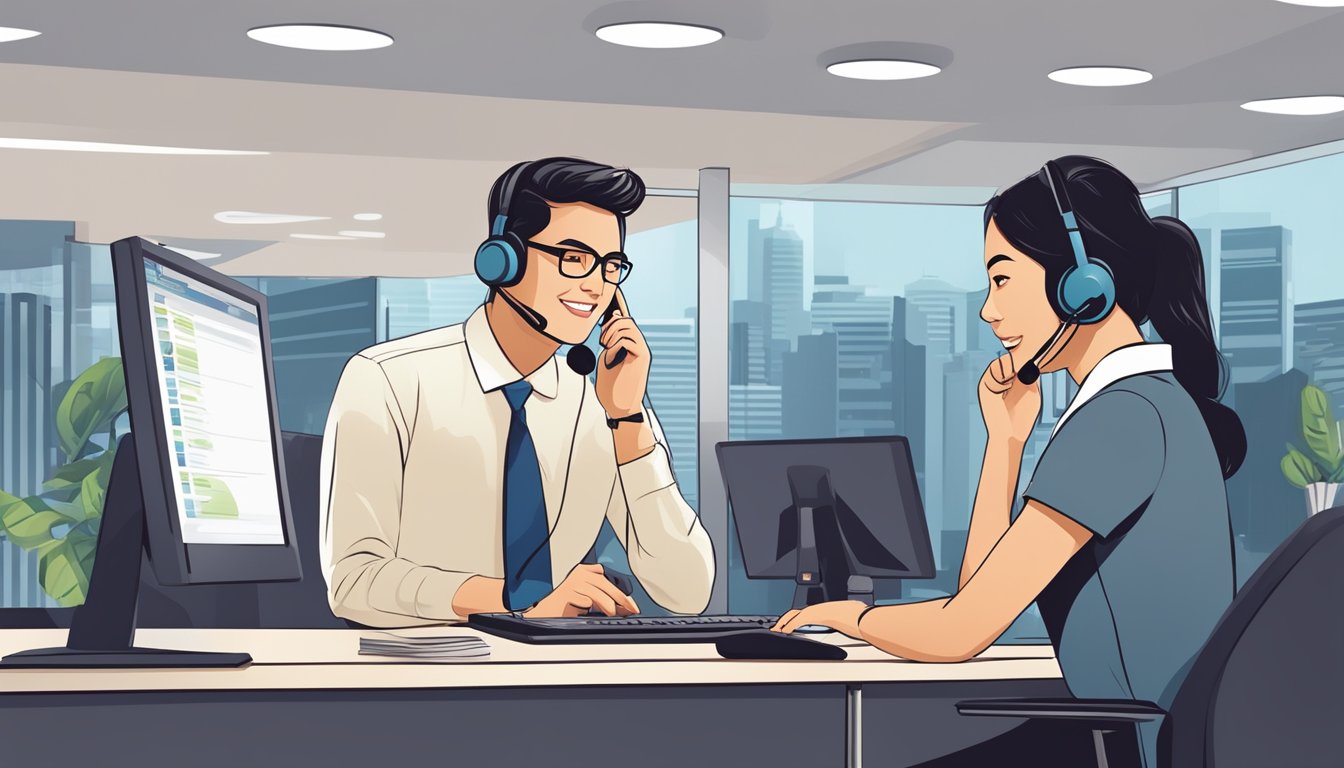 A customer service representative answers a call at the OCBC EasiCredit hotline in Singapore, ready to assist with the benefits of the service