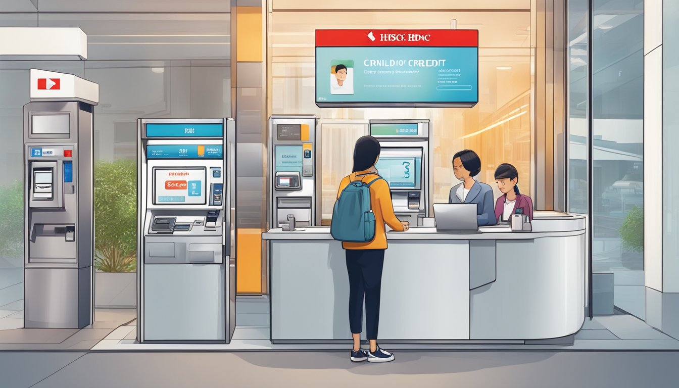 A person in Singapore repays their HSBC Personal Line of Credit using various options such as online banking, ATM, or visiting a branch