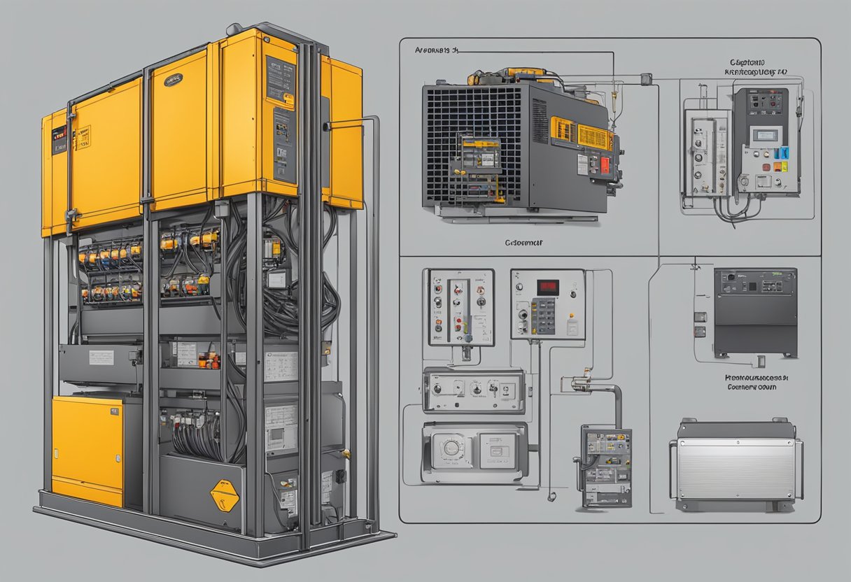 A construction hoist inverter sits within the control panel, converting DC power to AC for smooth operation of the hoist motor