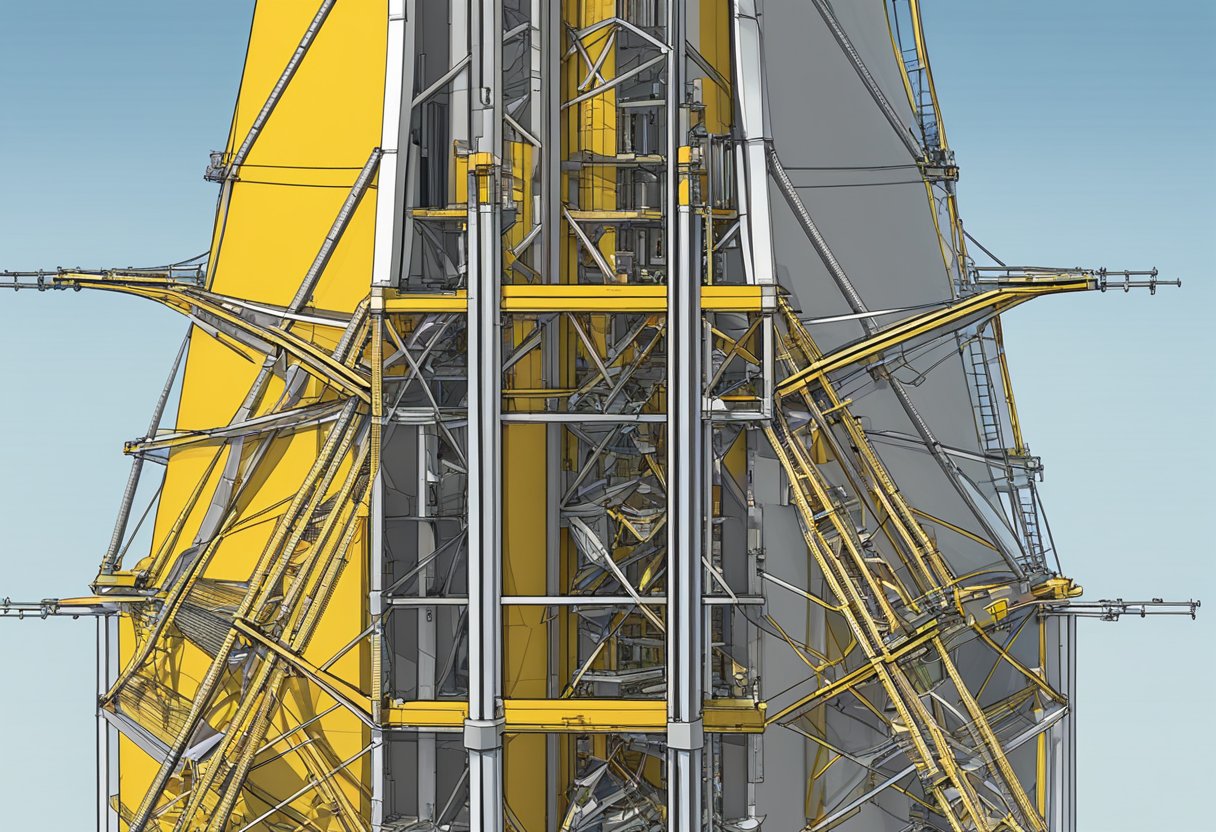 An aerial view of the L68B mast section, showing its intricate design and structural details