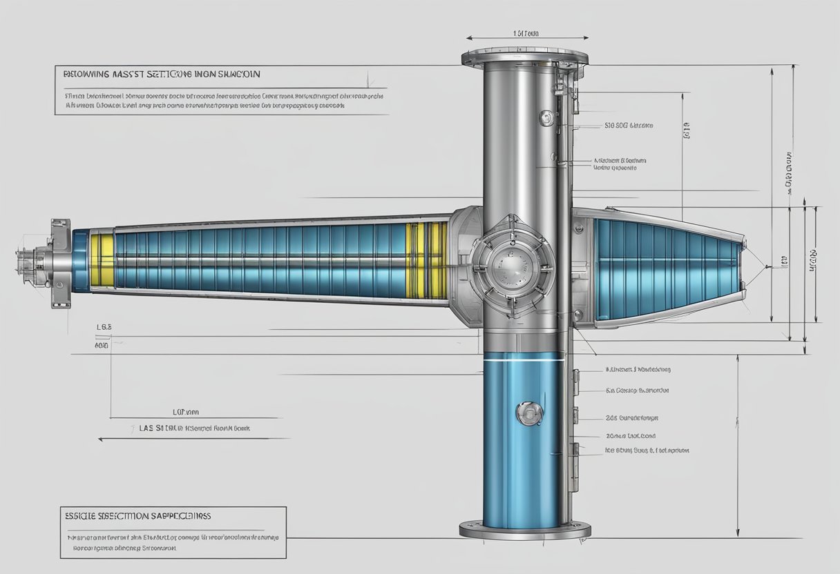 A detailed drawing of the l68b mast section, showing its design and specifications