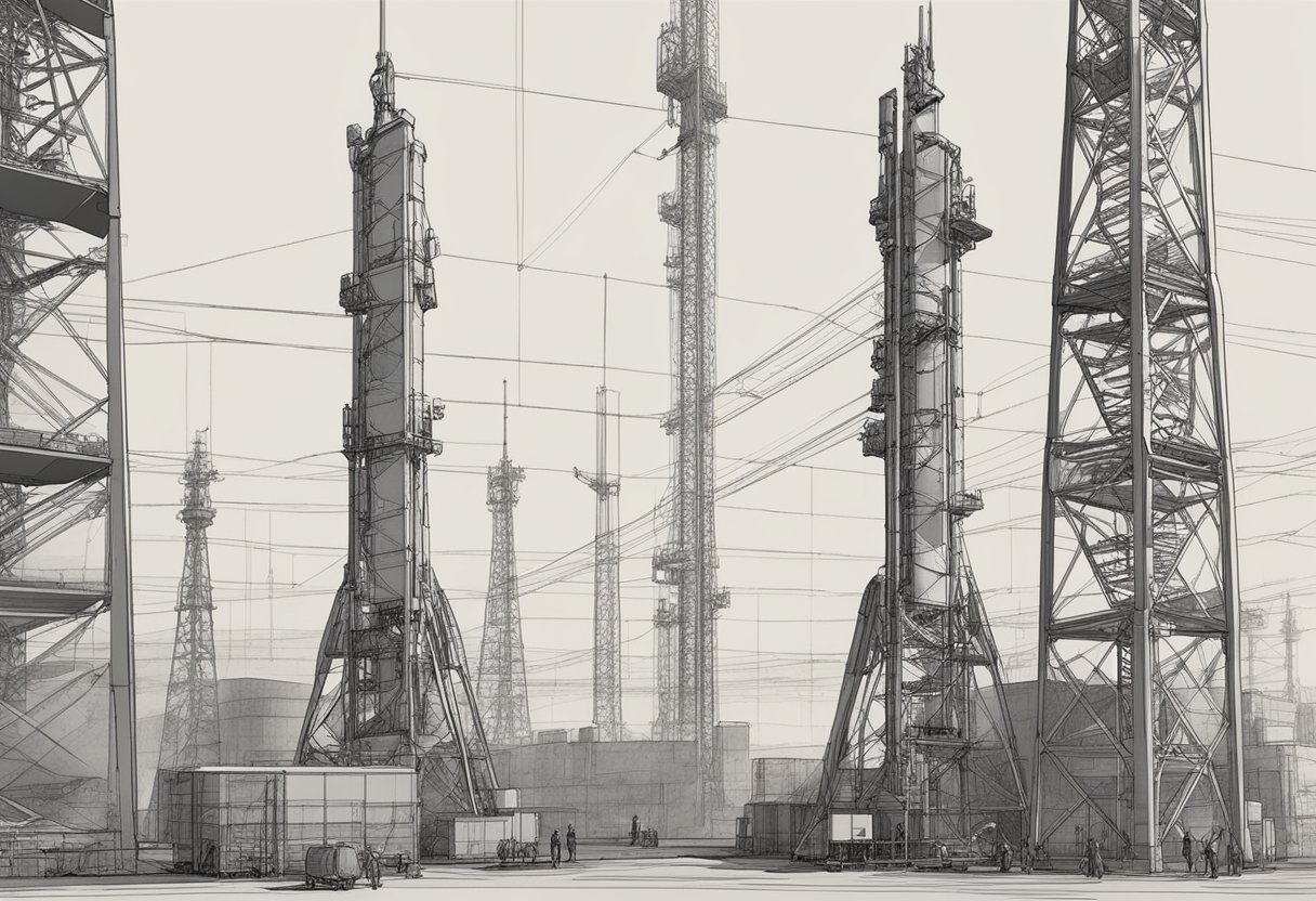 The L68B1 mast section stands tall and sturdy, with intricate details and markings etched into its surface. The section is surrounded by other equipment and machinery, creating a sense of industrial complexity