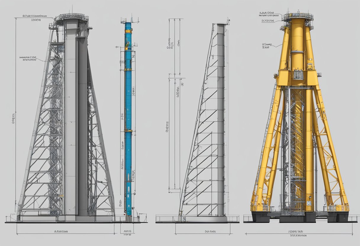 A detailed illustration of the l68b1 mast section with precise measurements and features