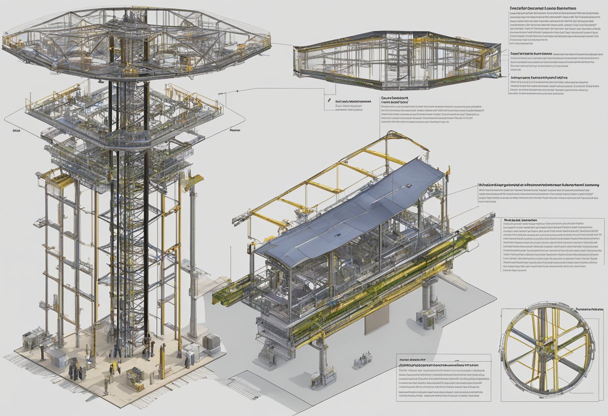 An aerial view of the L68D mast section, showing its structure and components in detail