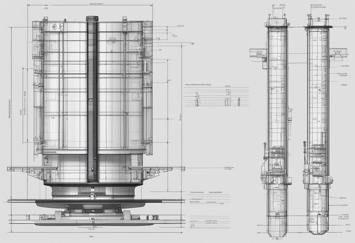 A detailed technical drawing of the l69b2 mast section with precise measurements and labeling