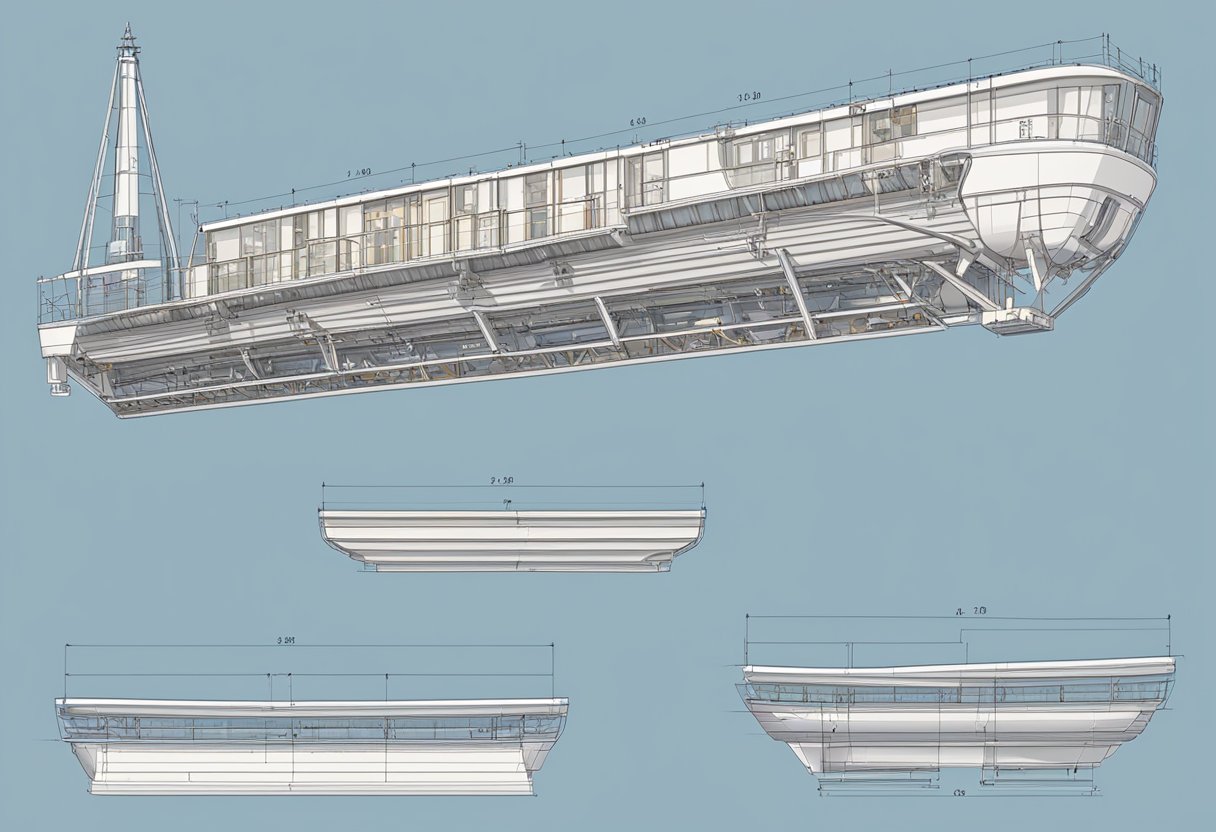 A detailed technical drawing of mast section l68a1 with precise measurements and angles