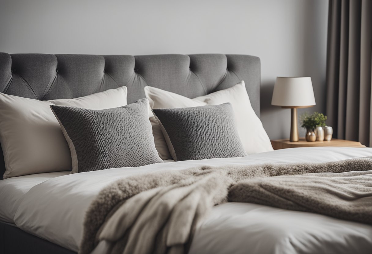 A neatly made divan bed with fluffy pillows, a cozy throw blanket, and decorative cushions in a well-lit, tidy bedroom