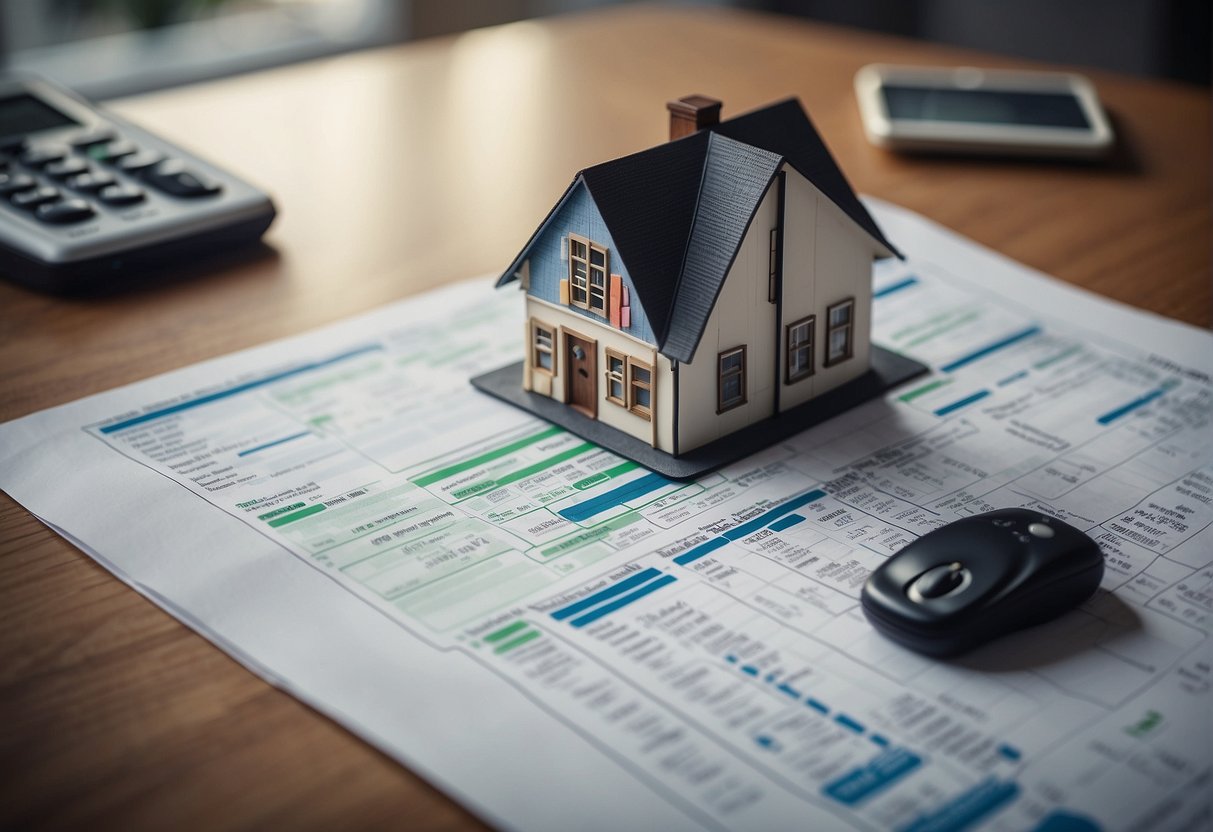 A family home with a mortgage being paid off quickly through various financial strategies. The house is depicted with a progress chart showing decreasing debt