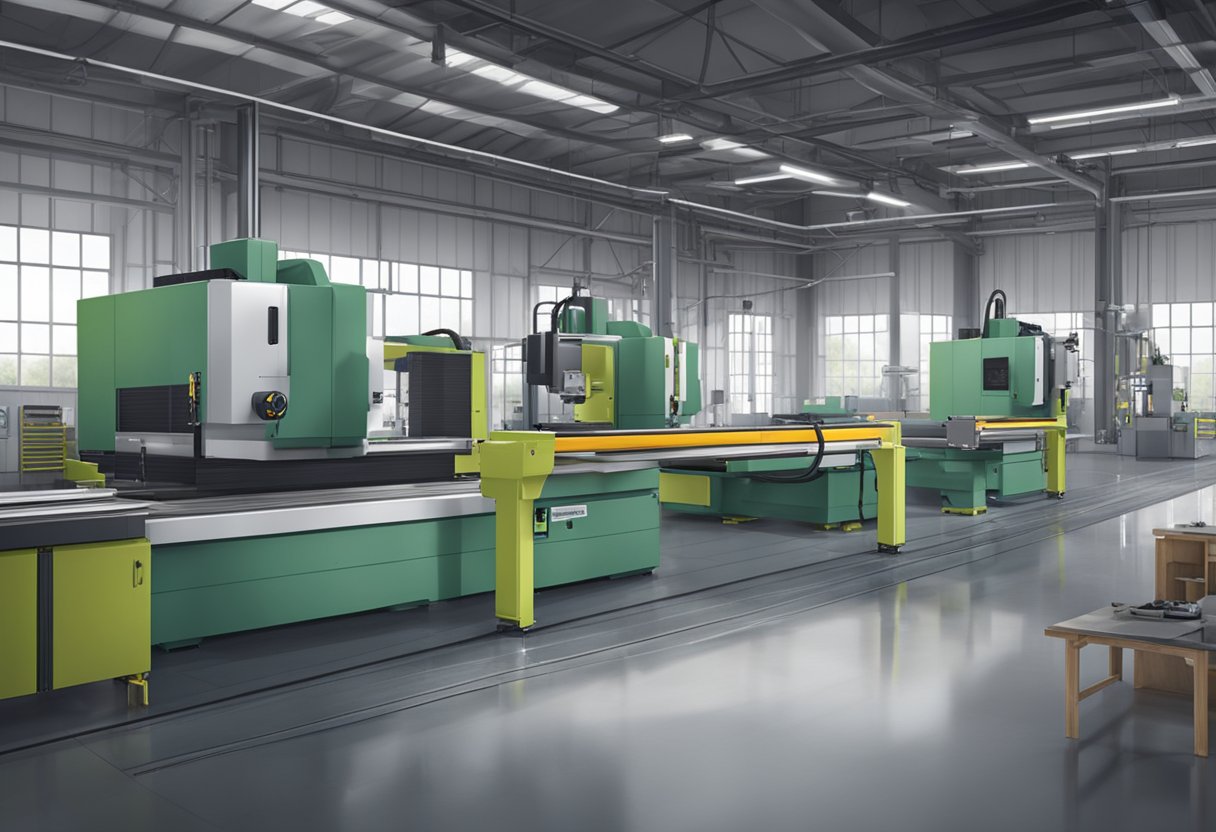 Two identical dual spindle CNC machines in a spacious industrial workshop, with one machine in the foreground and the other in the background