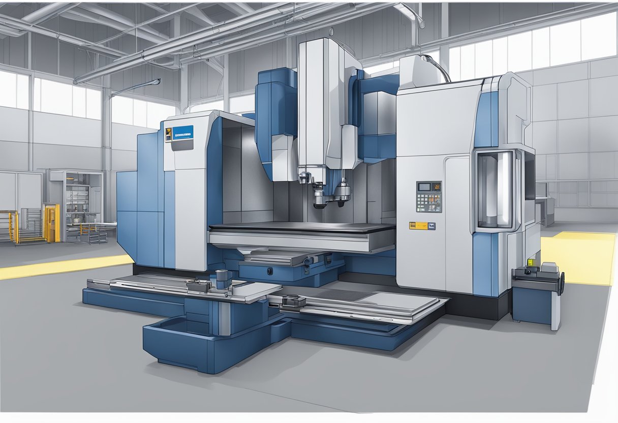 A 5 axis vertical machining center in operation