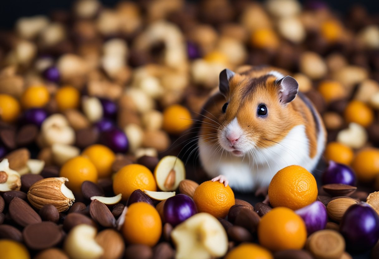 Avoid feeding hamsters chocolate, onions, garlic, citrus, almonds, and sugary treats. These foods are toxic to hamsters and can cause serious health issues