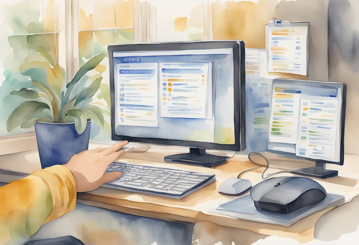 A computer screen displaying various job listings with a hand reaching for a mouse to click on a promising opportunity