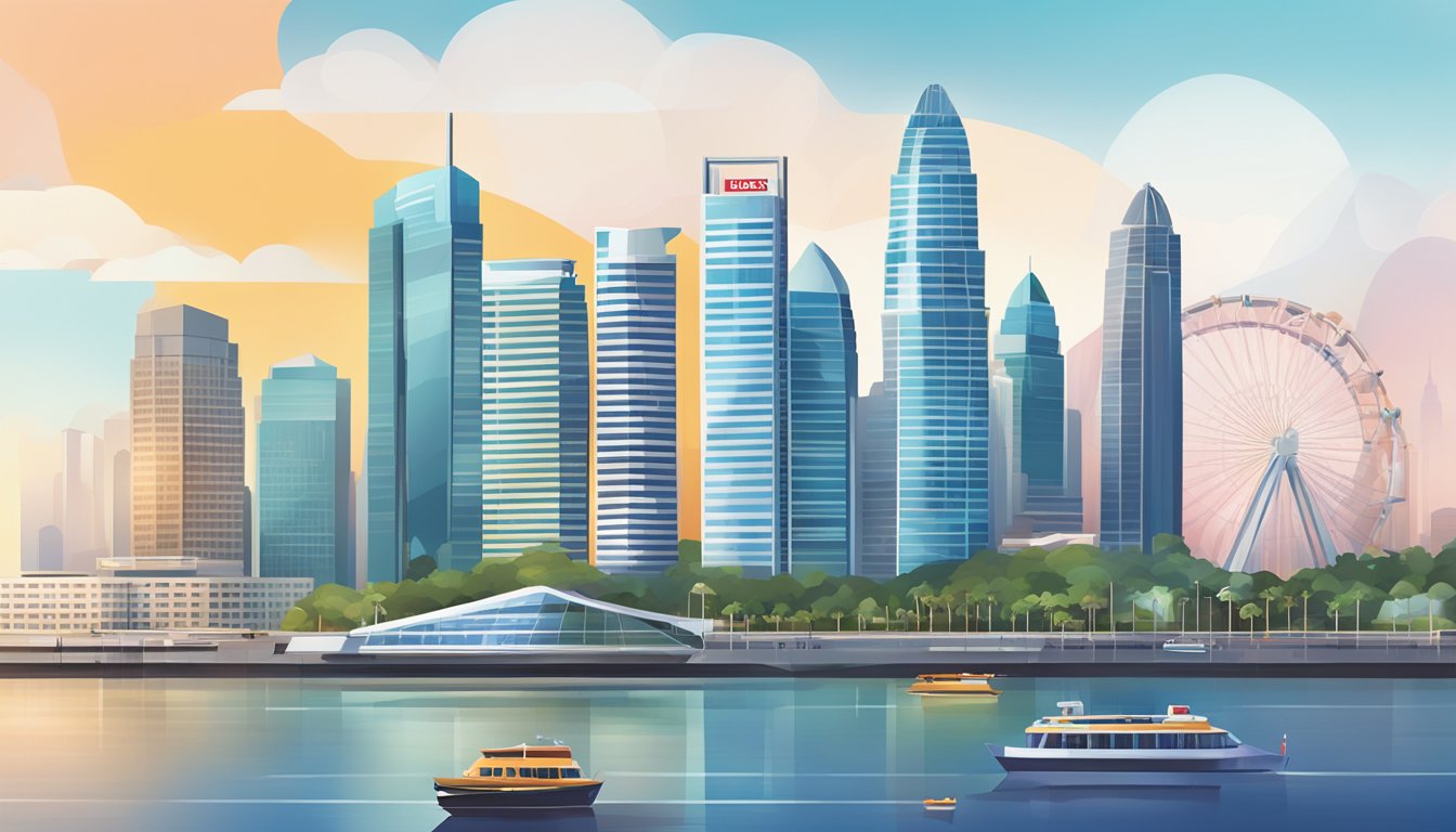 HSBC Personal Line of Credit eligibility: clear terms, flexible options. Iconic HSBC logo, modern Singapore skyline backdrop