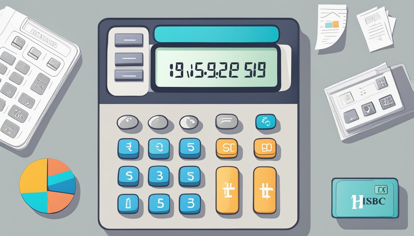 A calculator displaying interest rates and processing fees for HSBC Cash Instalment Plan in Singapore