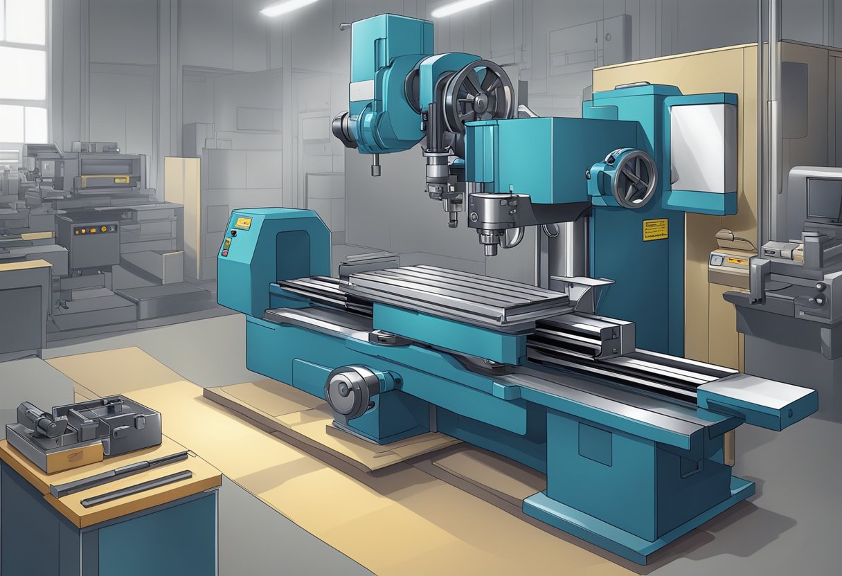 A mini turning and milling machine is shown in operation, shaping metal with precision