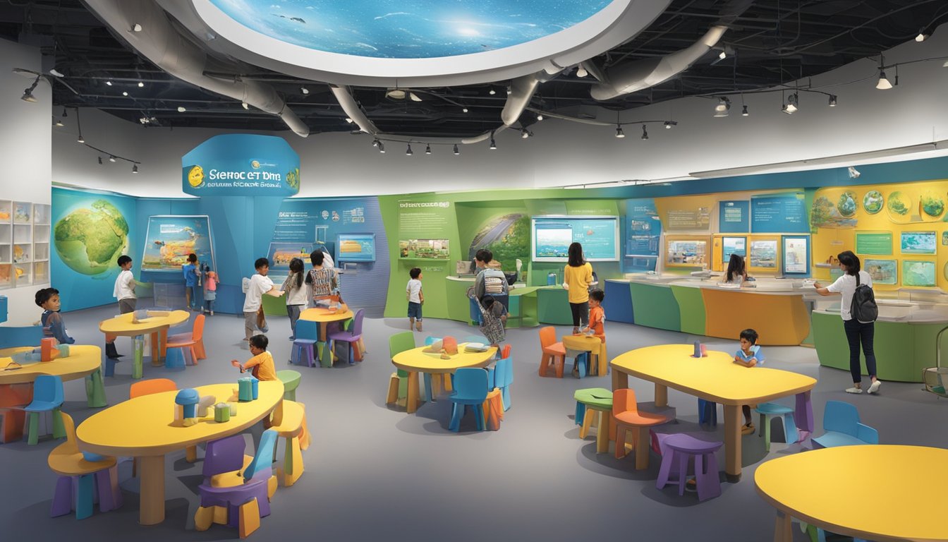The Singapore Science Centre buzzes with curious visitors exploring interactive exhibits and engaging in hands-on experiments. Brightly colored displays and engaging demonstrations fill the space, creating an exciting and educational atmosphere