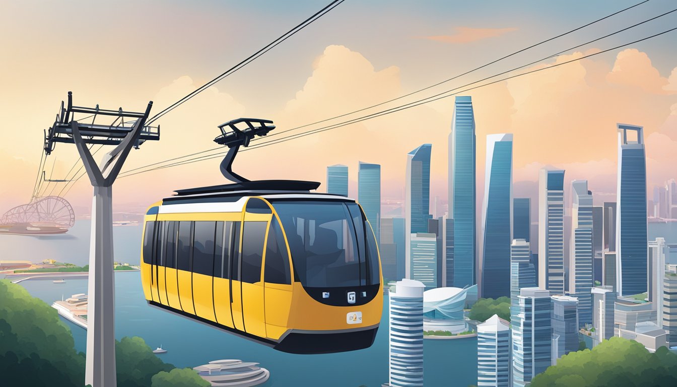 The Singapore Cable Car glides effortlessly over the city, connecting iconic landmarks with breathtaking views. The sleek, modern design reflects the city's commitment to accessibility and connectivity
