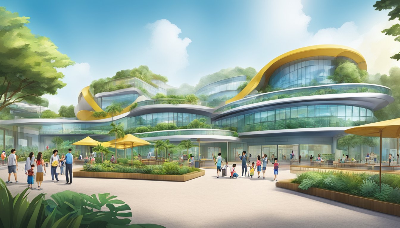 The Singapore Discovery Centre features interactive exhibits, a 4D theater, and a rooftop playground. The modern architecture and lush landscaping make it a vibrant and engaging destination