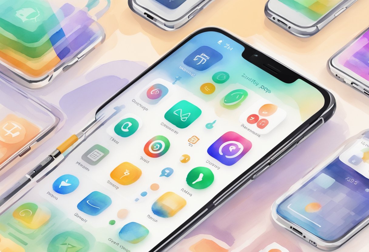 Various apps open on a smartphone screen, with icons for easy tasks and survey side hustle apps
