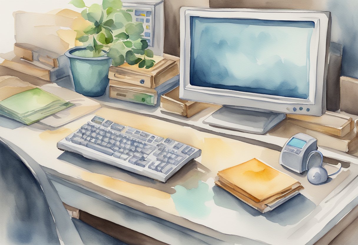 A computer screen displaying Amazon Mechanical Turk tasks with a payment amount, a keyboard, and a mouse