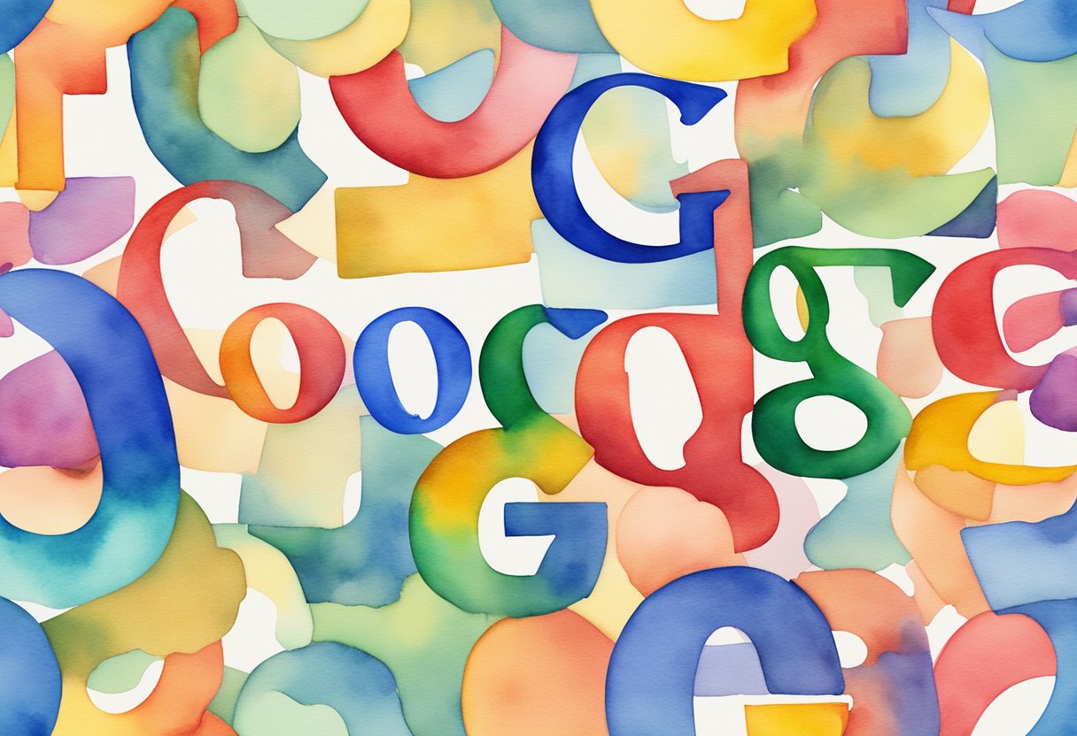Colorful Google logo letters stacked on top of each other in a playful and dynamic arrangement