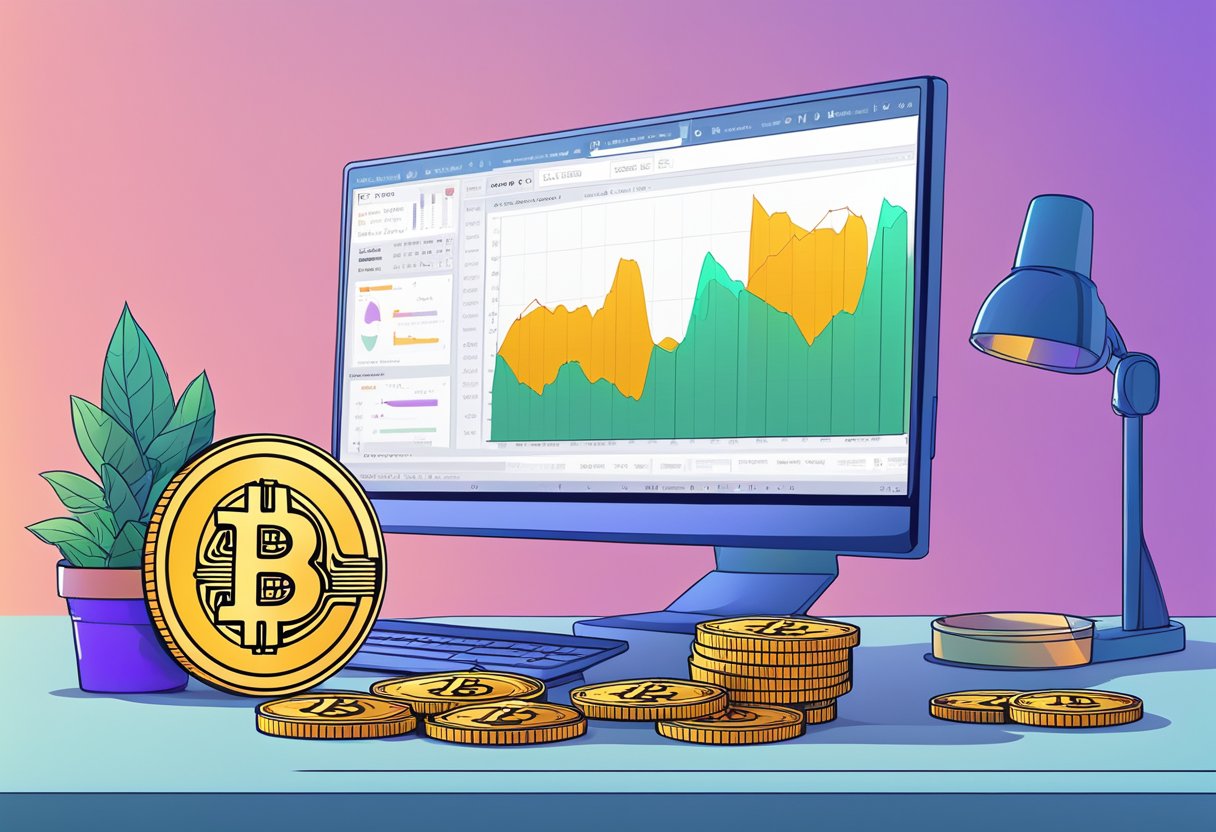 A computer screen displays Bitcoin halving data, with charts and graphs showing upcoming changes