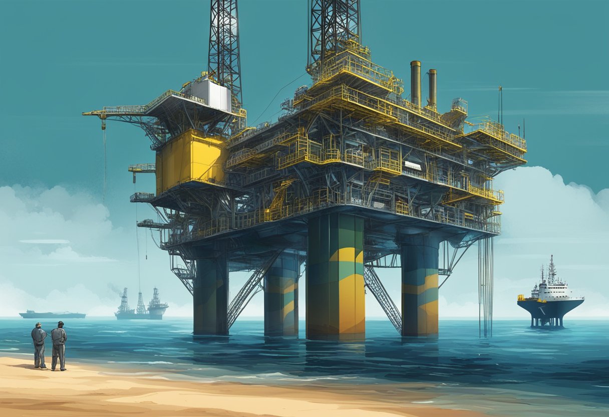 Oil rigs dot the coastal landscape of Brazil, extracting heavy and light crude oil from deep beneath the ocean floor