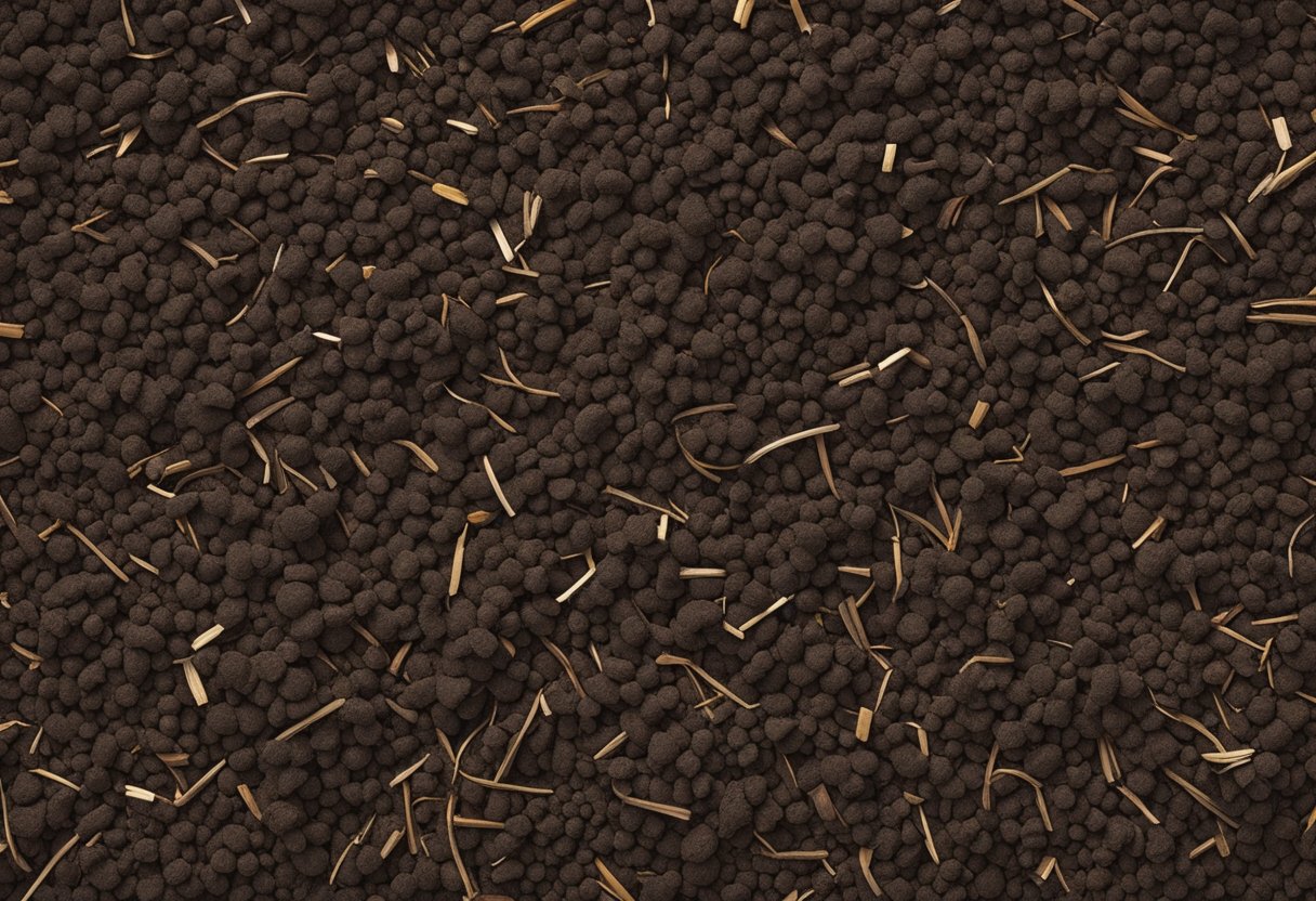 Rich, dark clay soil with fine particles. Mulch types include straw, wood chips, and compost. Choose coarse, organic mulch for effective water retention and soil improvement