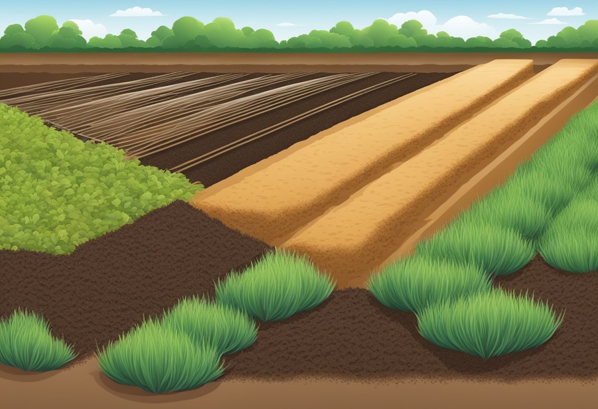 Mulch layer absorbing water from soil, moisture dynamics illustrated