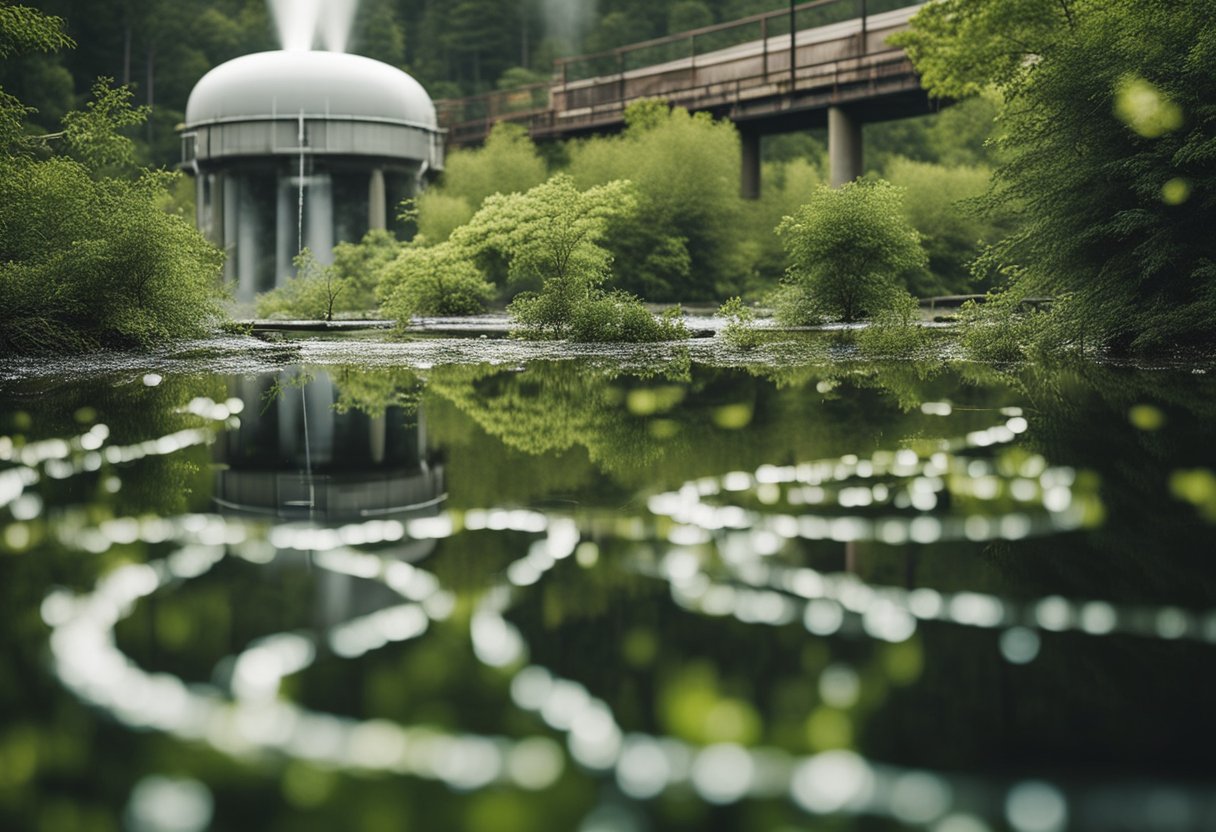 A water source with bacteria, such as cooling towers or plumbing systems, releasing contaminated aerosols. Nearby individuals inhaling the infected droplets