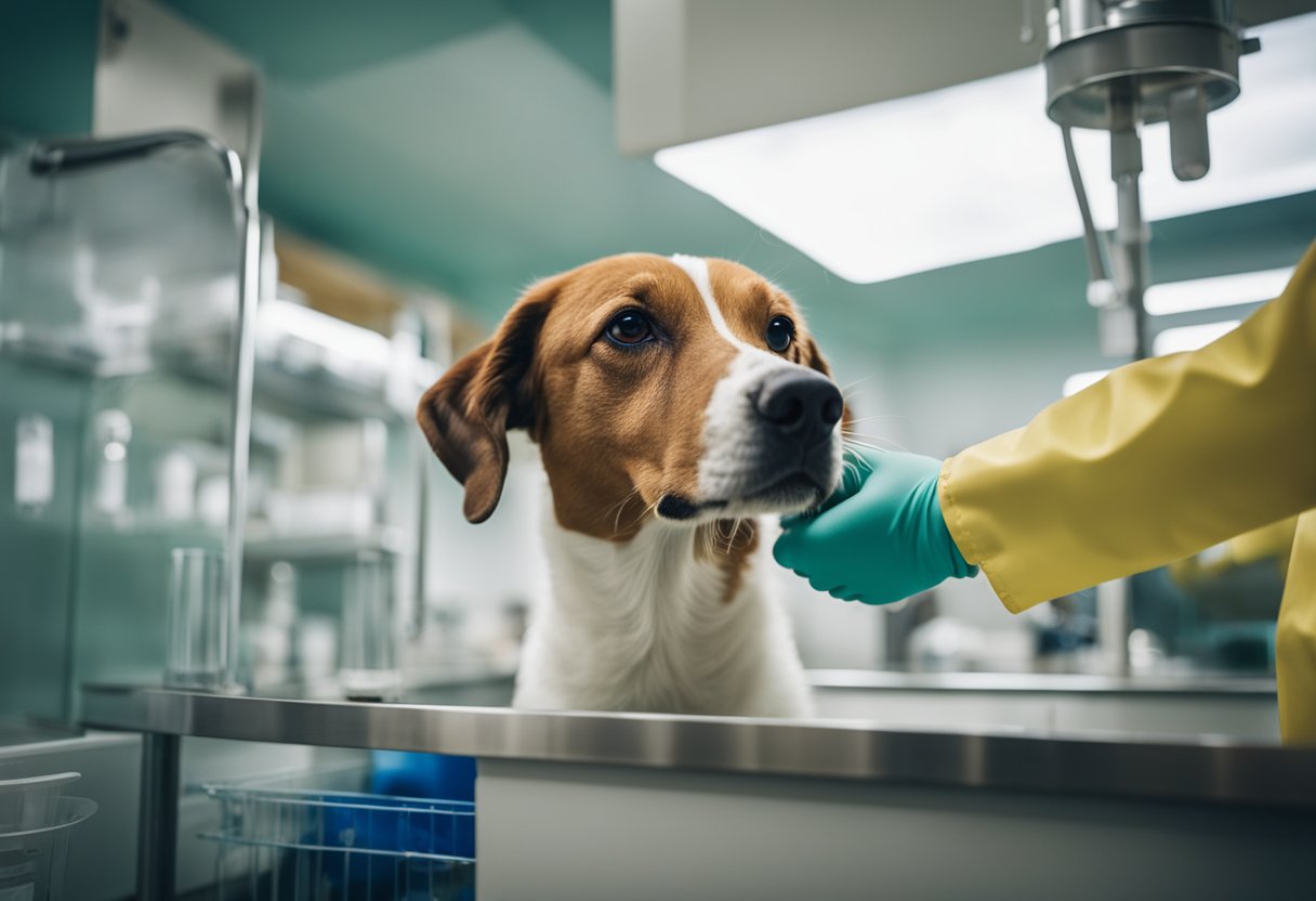 Animals receiving antibiotic treatment for leptospirosis in a veterinary clinic