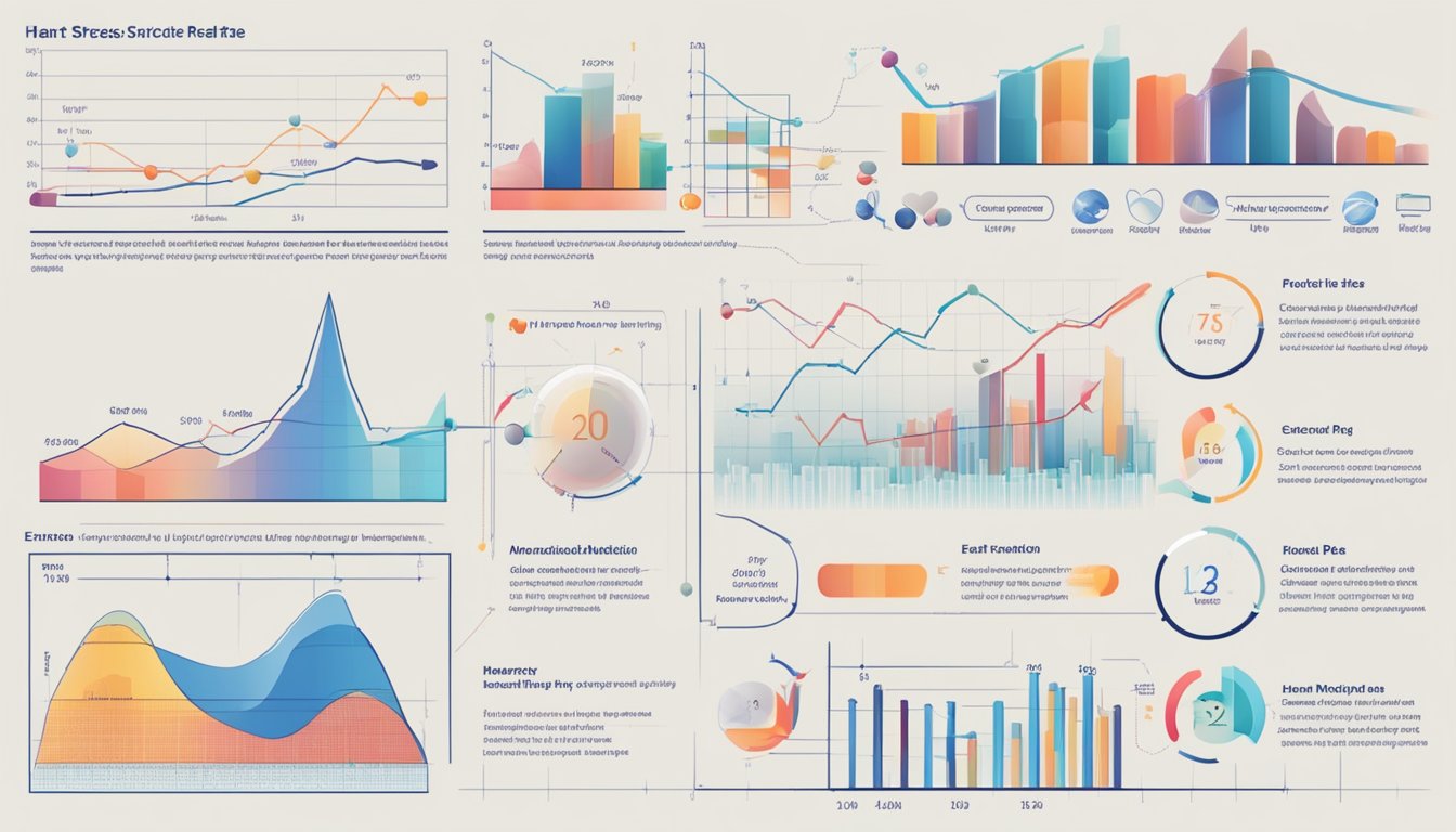 A graph showing various factors affecting heart rate, such as exercise, stress, and medication