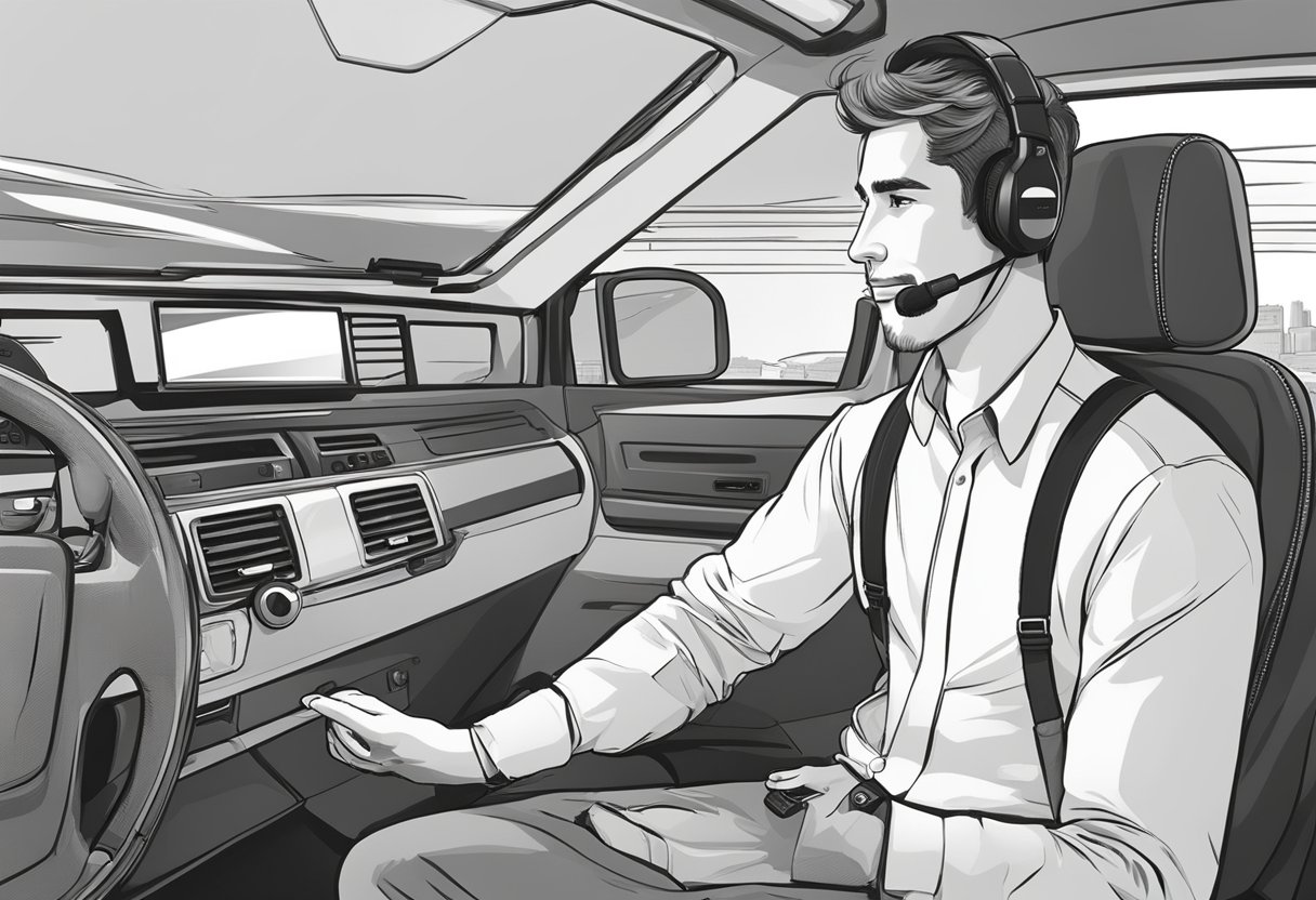 A trucker's Bluetooth headset connects seamlessly with multiple devices, showcasing its compatibility and reliability for hands-free communication