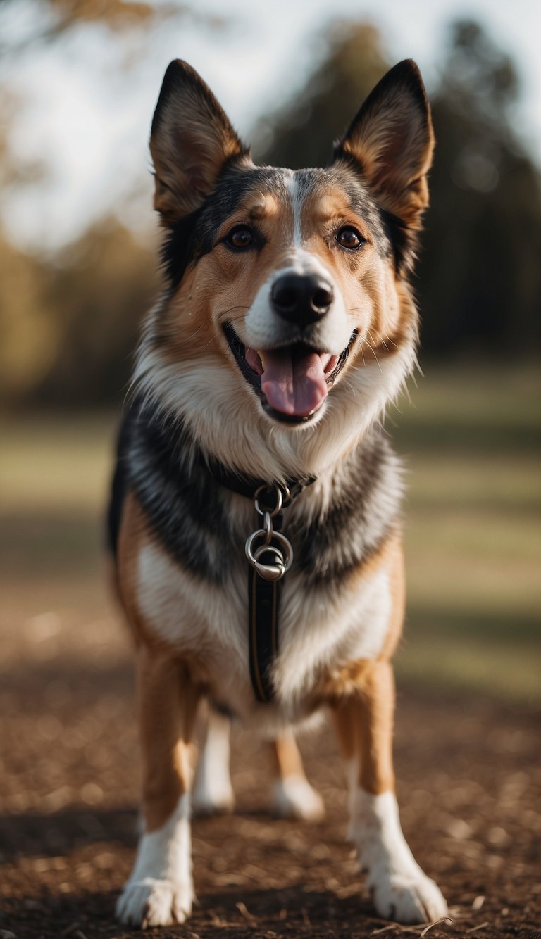 A dog with raised hackles and ears pinned back, panting and avoiding eye contact, may be showing signs of stress