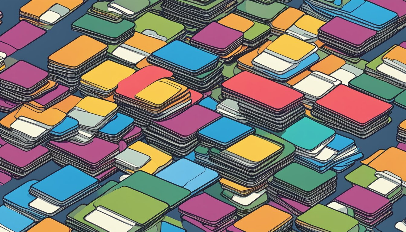 A stack of credit cards surrounded by DBS points and a waived DBS Cashline in Singapore