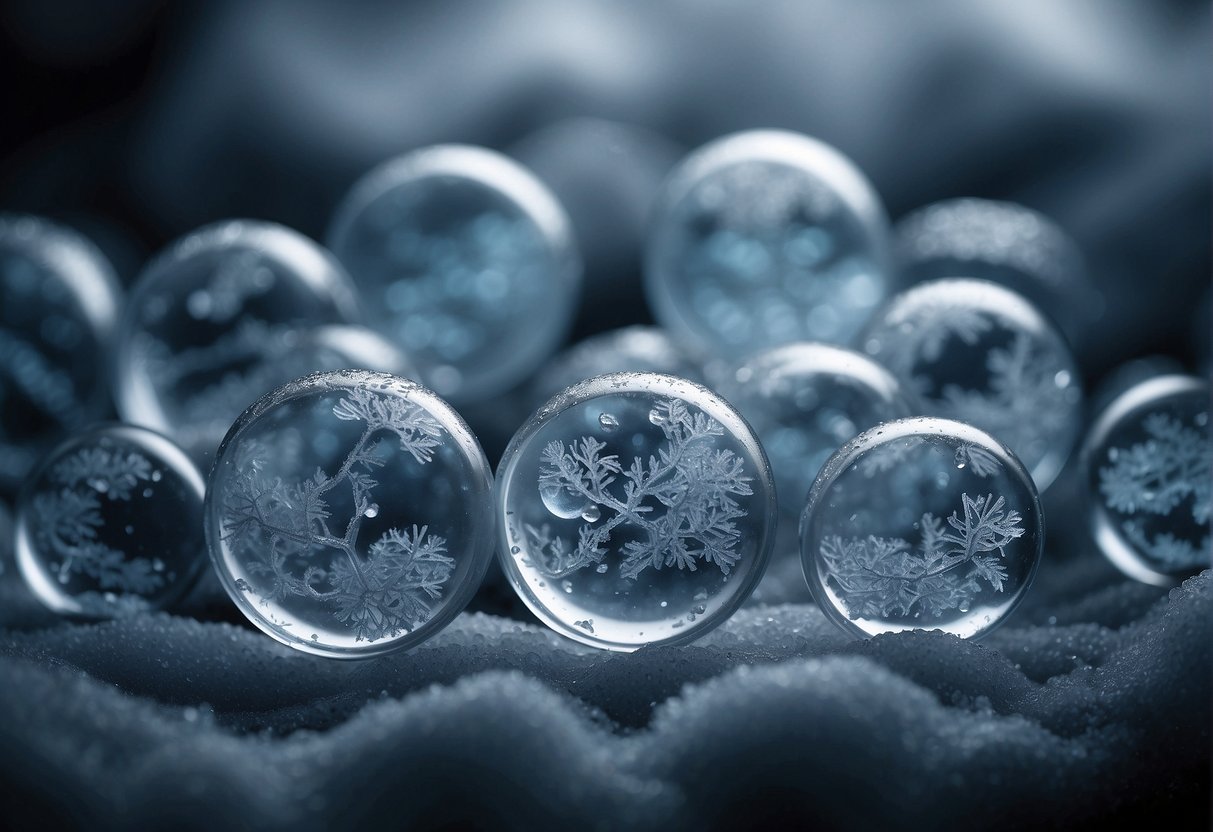 A group of frozen embryos sit in a cold, sterile environment, isolated and overlooked, symbolizing society's indifference towards their potential as children