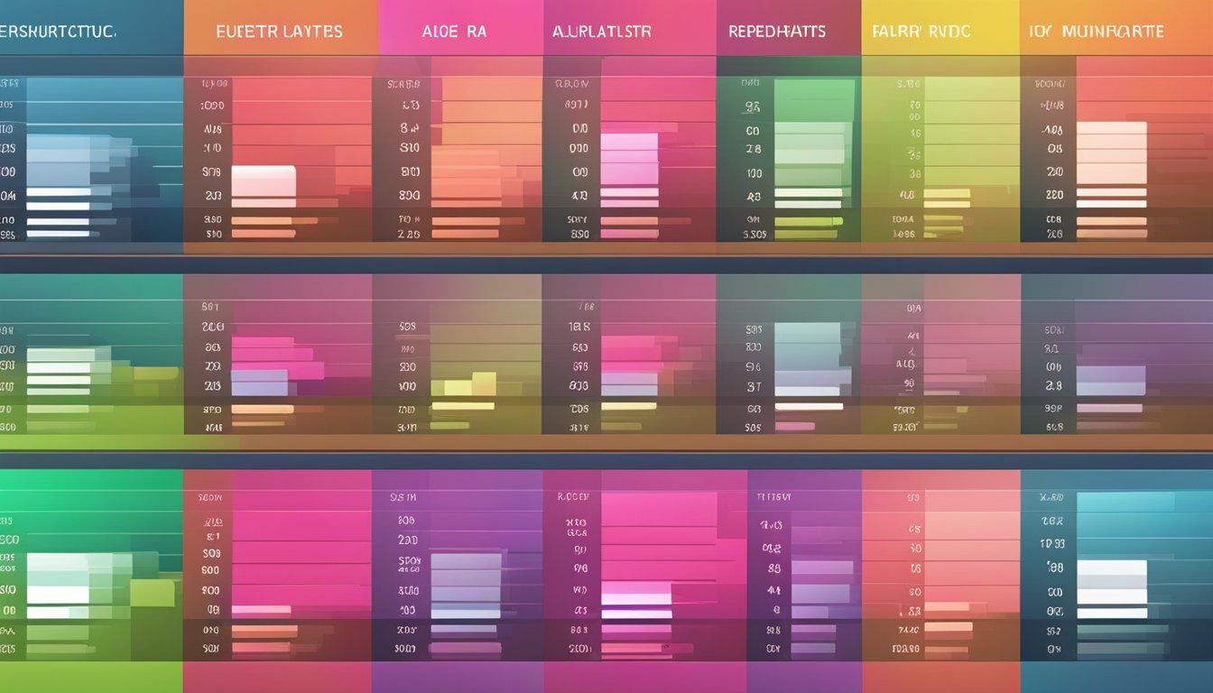 A heart rate monitor displaying varying heart rates corresponding to different age groups