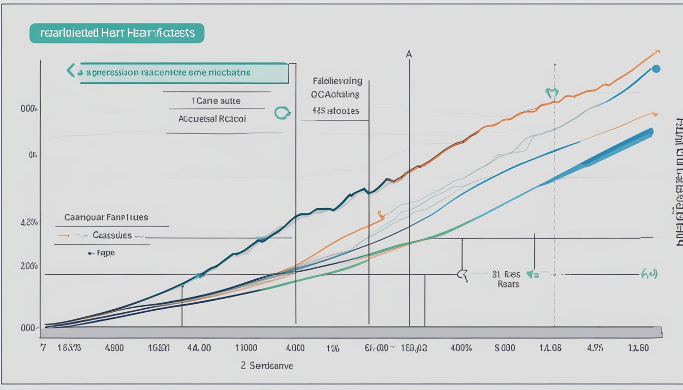 A graph showing elevated heart rate with accompanying risk factors and causes