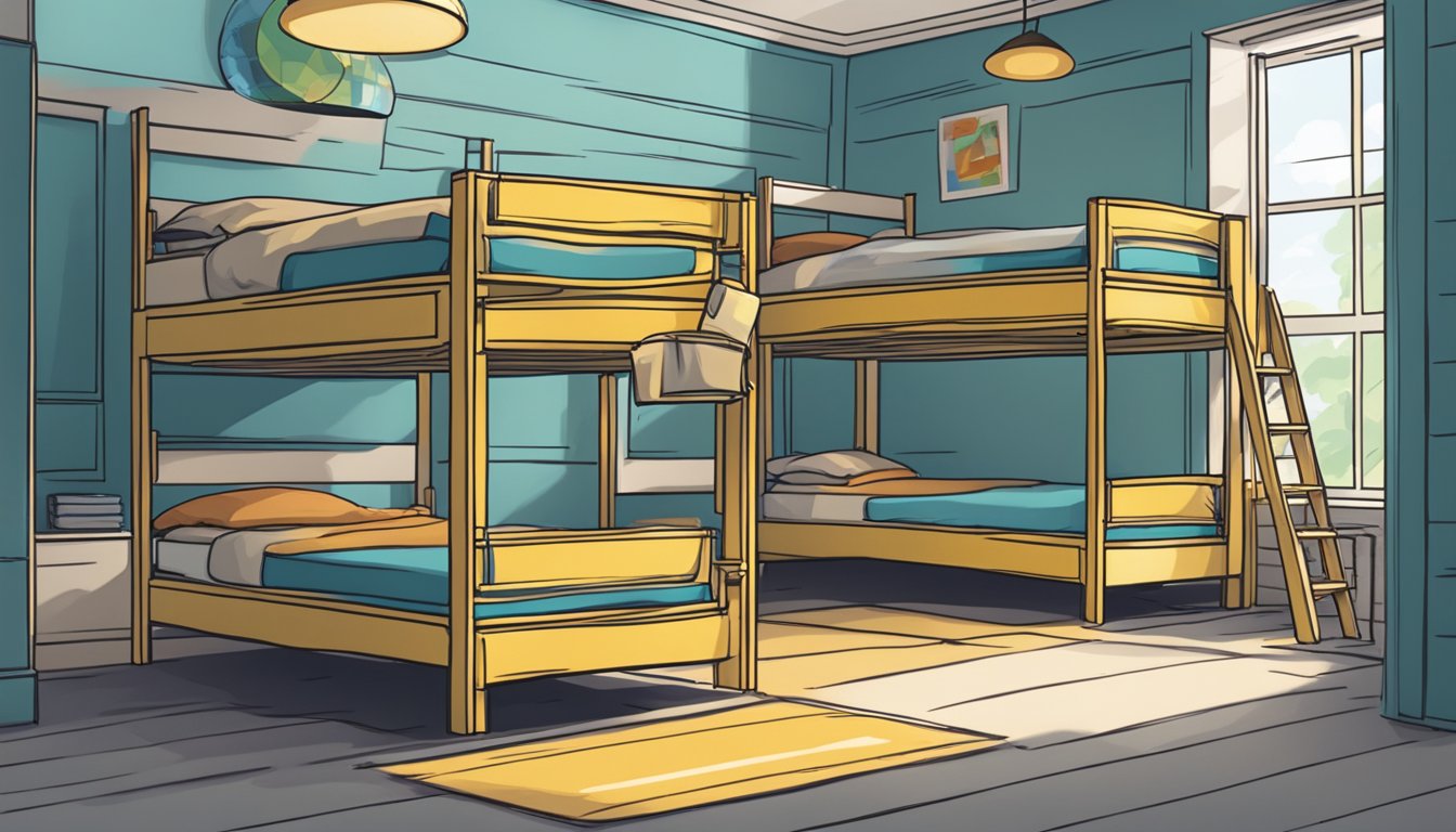 Two bunk beds with a "Frequently Asked Questions" sign above them