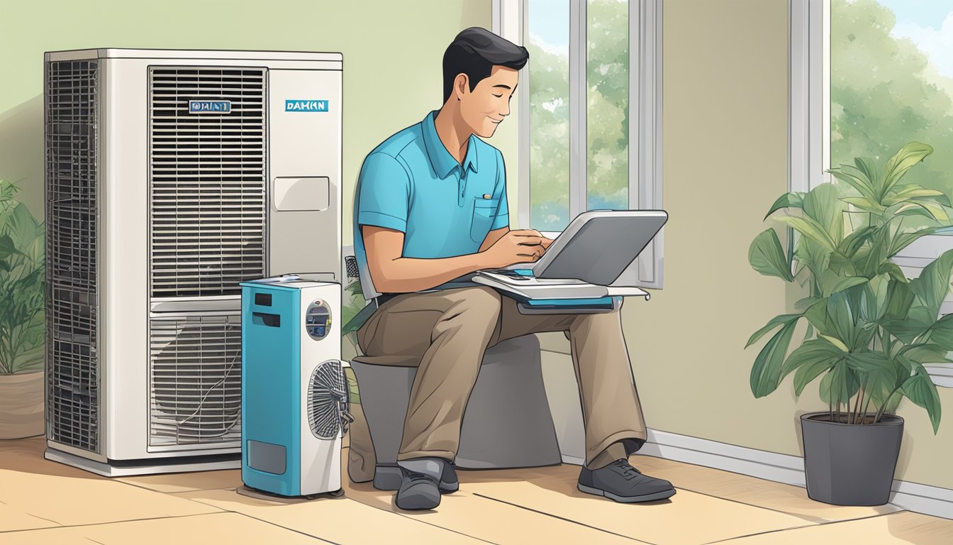 A customer service representative assists a client with Daikin air conditioner inquiries, providing helpful and friendly support
