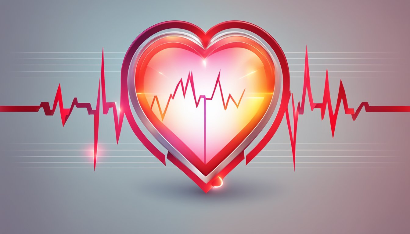 A woman's heart rate spikes, red alert symbol flashing