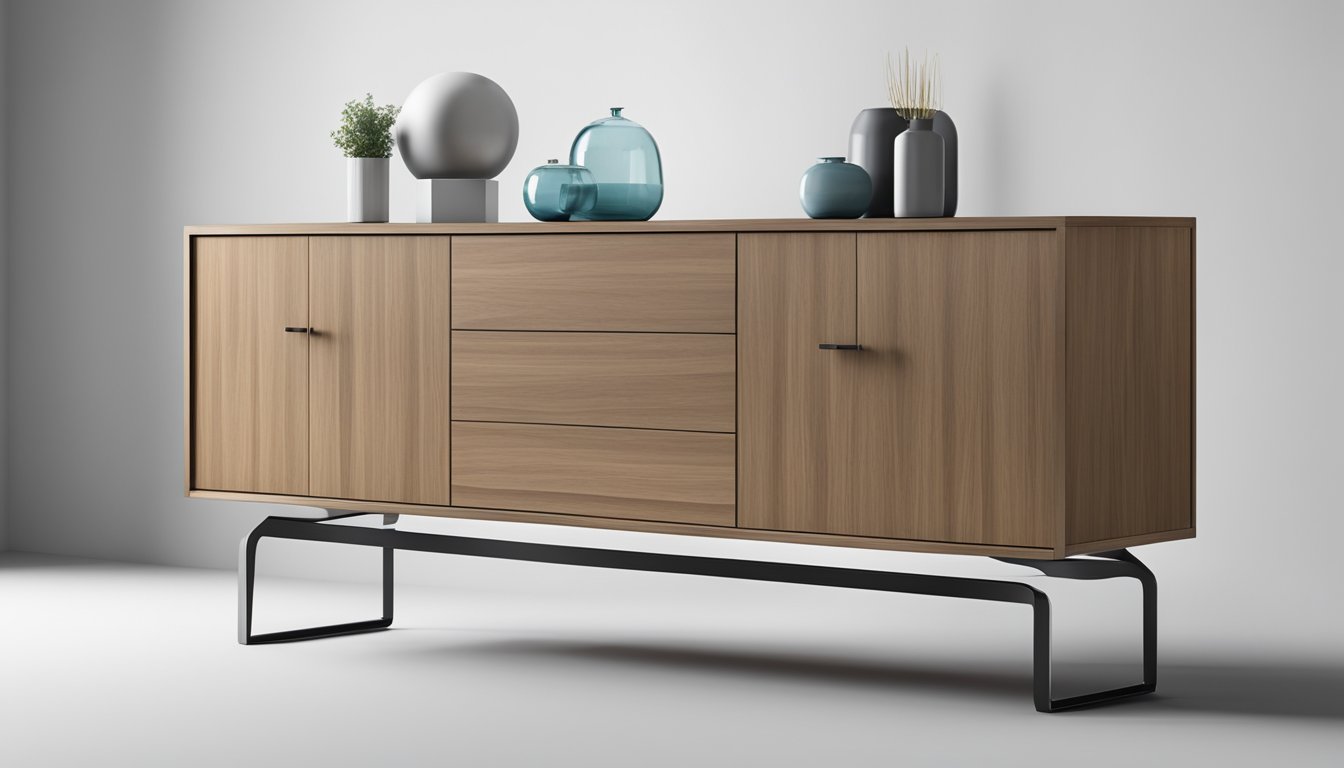 A sleek sideboard with clean lines and modern design. It features multiple storage compartments and a smooth, polished surface