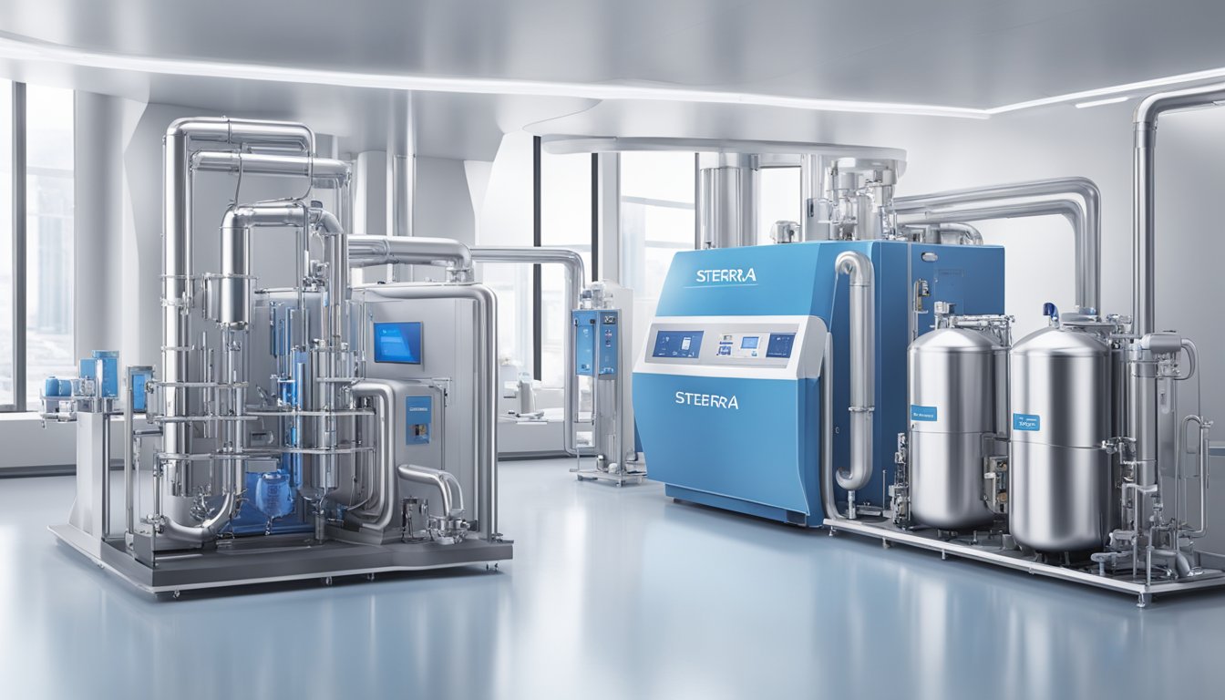 Sterra's Advanced Purification Technology in action, with high-tech equipment and clean, sleek design, showcasing the innovative process of purification