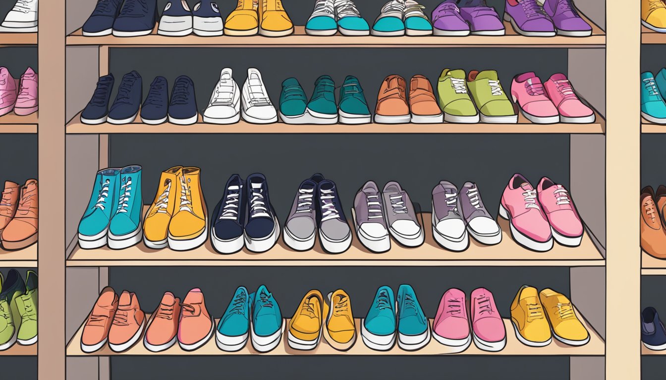 A shoe rack in a Singaporean home, filled with neatly arranged pairs of shoes in various styles and colors