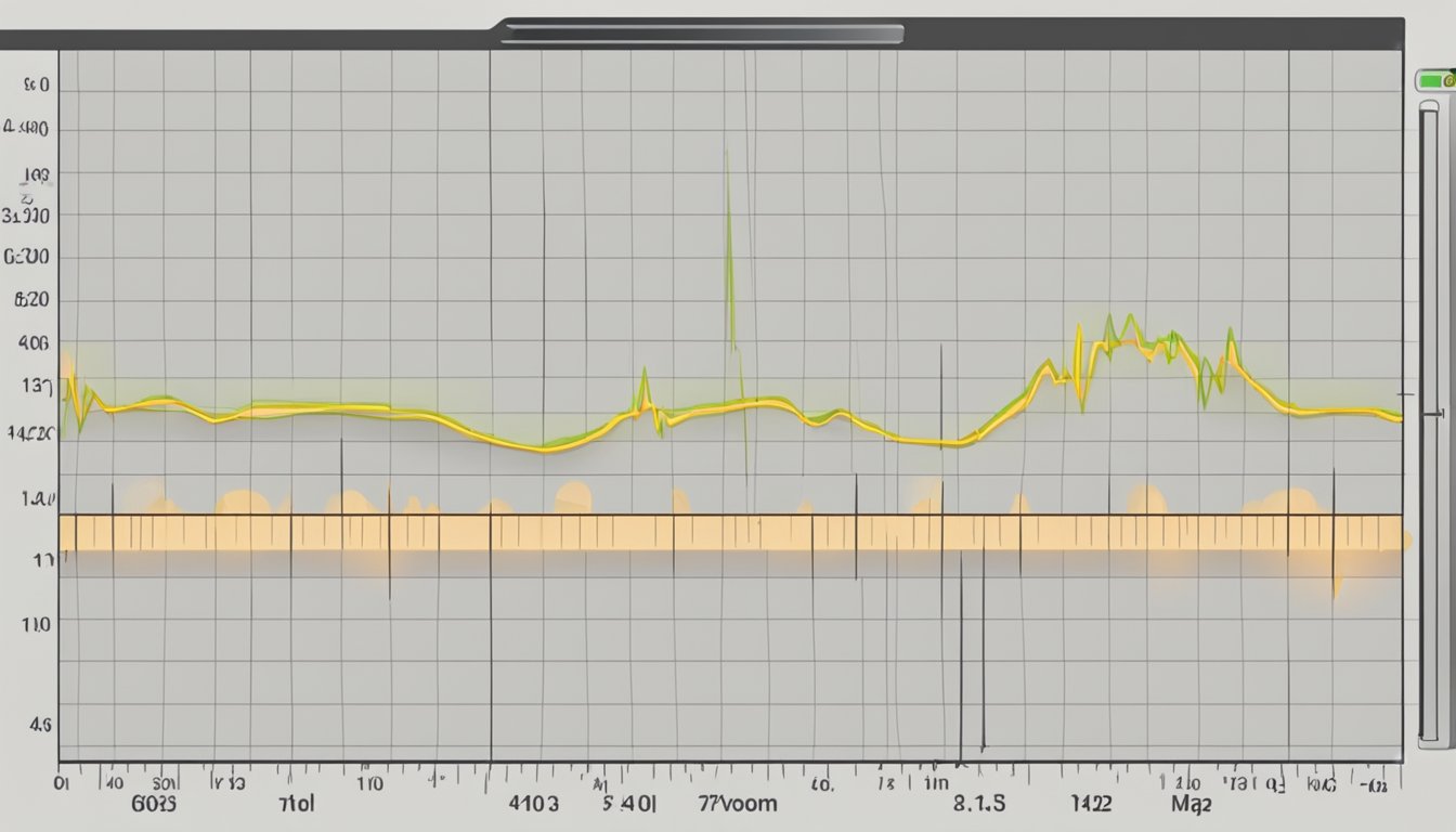 A heart rate monitor displays a steady, rhythmic pulse within the normal range