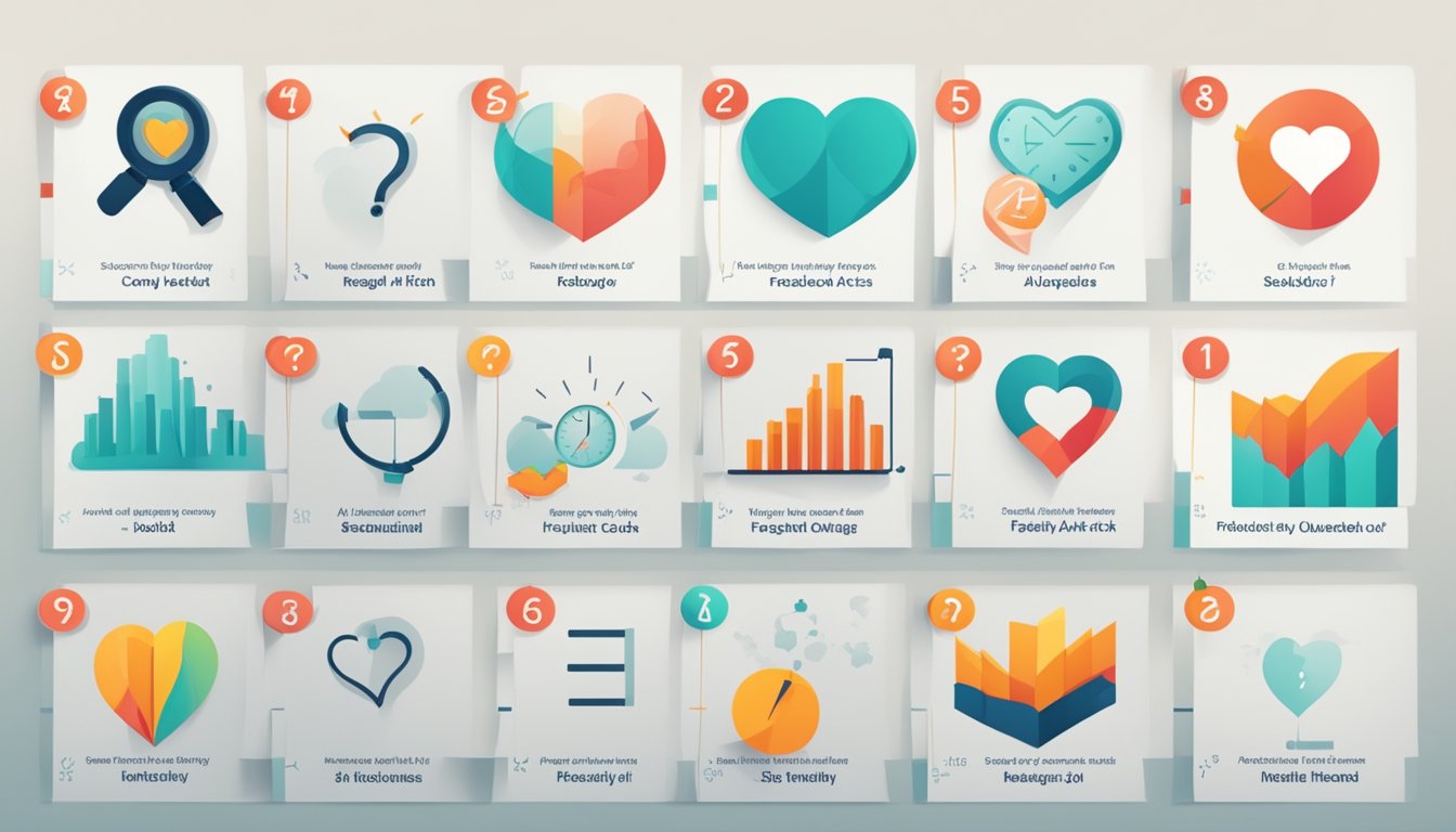 A calendar with "Frequently Asked Questions" and "6 signs of heart attack" marked a month before